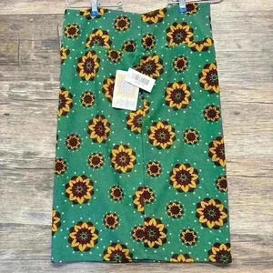 LulaRoe Green and Yellow Floral Knee-Length Pencil Skirt Cassie Size Medium